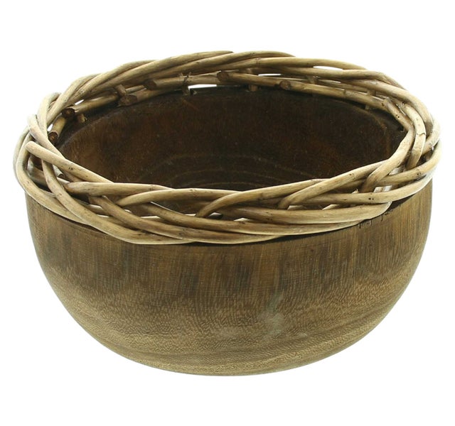 FRANK FLECHTWAREN | Schale Flechtrand, rund, PAULOWNIA, WEIDE, Ø 20 x 10 cm