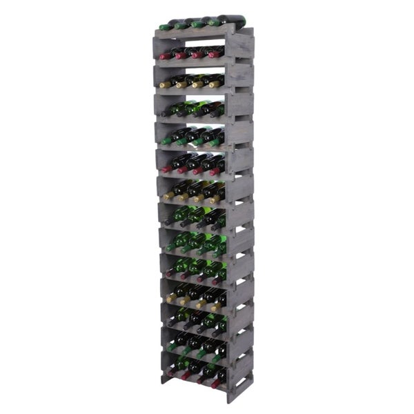 Weinregal VINOTECA FLEX PRO HxBxT 191x46x28cm 56 Flaschen auf 14 Ebenen Massives Kiefernholz Grau