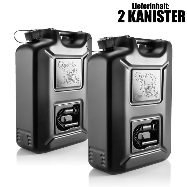 BigDean 2 Stück Kraftstoffkanister 20 L Black Edition - Benzinkanister Kraftstoff Kanister mit UN-Zulassung für Diesel & Benzin
