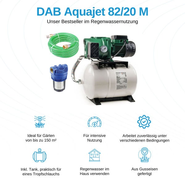 DAB Aquajet 82/20 M Hauswasserwerk zur Regenwassernutzung mit Zubehör