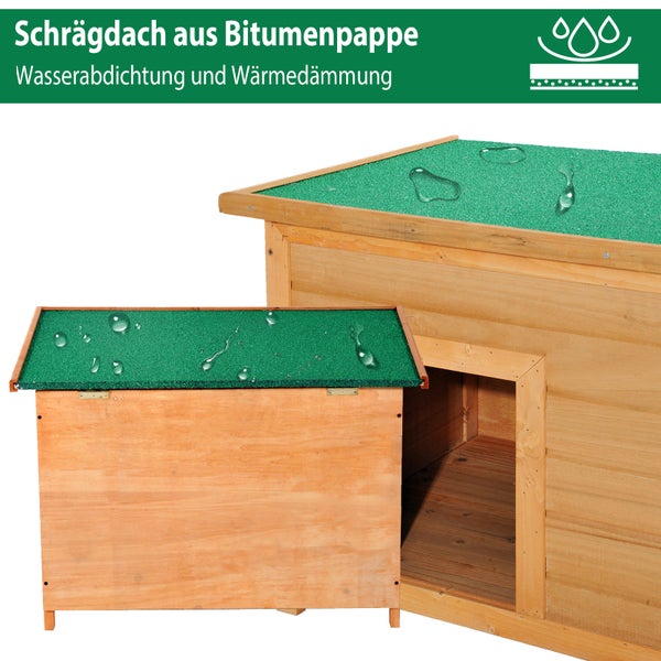 PawHut Hundehütte aus Tannenholz, wasserdichtes Hundehaus Hundehöhle Katzenhaus mit geöffnetem Dach, Hütte für Hunde, Katzen, 82 x 58 x 58 cm
