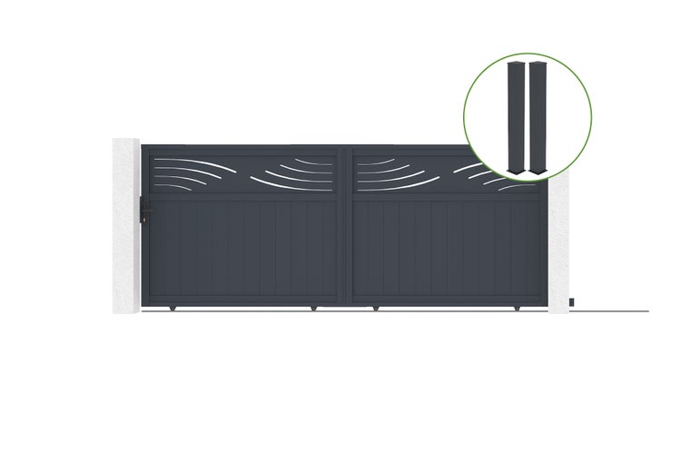 Doppelflügeltor aus Aluminium mit Pfosten