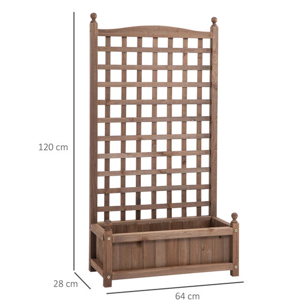 Outsunny Pflanzkasten Blumenständer Rankgitter Rankkasten Rosenbogen mit Leckage-Löcher Garten Holz Dunkelbraun 64 x 28 x 120 cm
