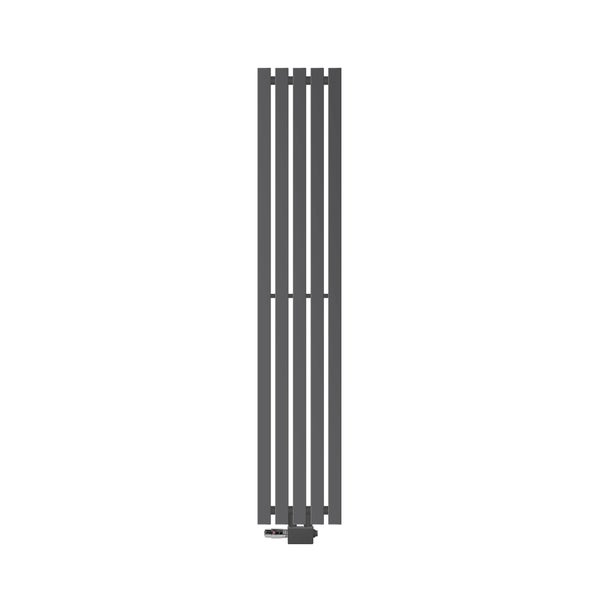 ECD Germany Design Paneelheizkörper Stella Mittelanschluss 260x1400 mm Anthrazit mit Anschlussgarnitur Thermostat Universal Eck- und Durchgangsform, Flach Einlagig Vertikal, Heizkörper Badheizkörper