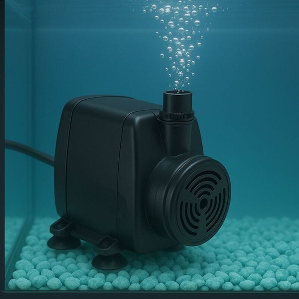 Aquariumpumpe im Betrieb mit Sauerstoffblasen