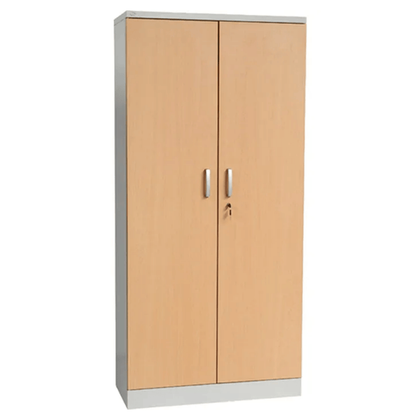PROREGAL Aktenschrank Beetle 4 Fachböden HxBxT 195 x 92 x 42 cm Grau & Buche