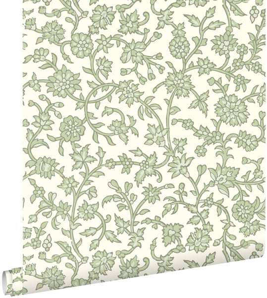 ESTAhome Tapete Blumenmuster Grün - 50 x 900 cm - 131519