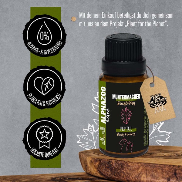 ALPHAZOO Muntermacher Bachblüten 15g für Hunde und Katzen I Spielfreude und Energie