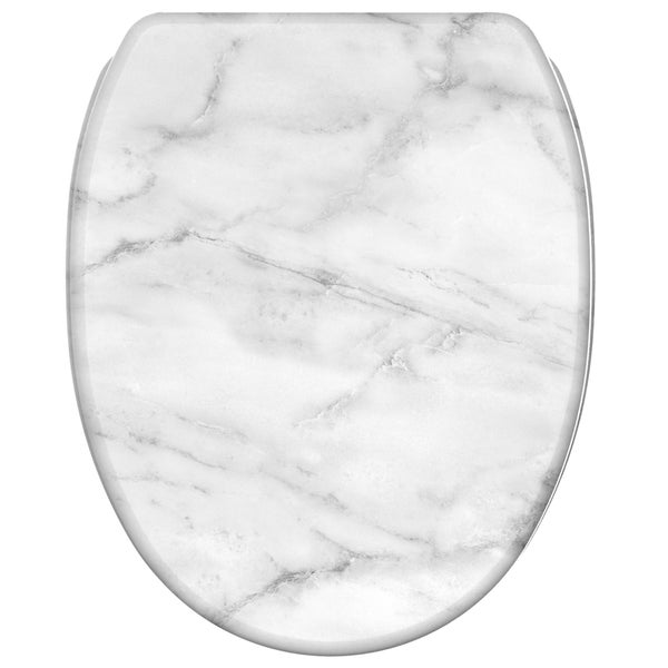 Toilettensitz mit Marmor-Optik.