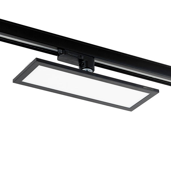 Schwarze rechteckige LED-Panel-Leuchte Arcchio für Schienensysteme.