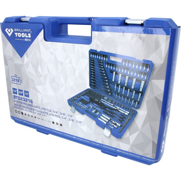 BRILLIANT TOOLS Steckschlüssel-Satz 216tlg. 1/4 3/8 1/2 - BT023216