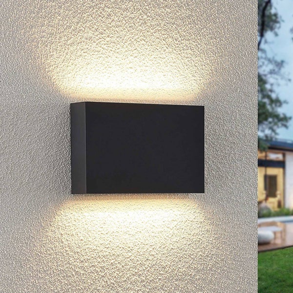 Lindby LED Wandleuchte außen Jarte (Modern) in Schwarz (1 flammig, ) - Außenwandleuchten Wandlampe Led Außenlampe Outdoor für Außenwand/Hauswand Haus Terrasse &