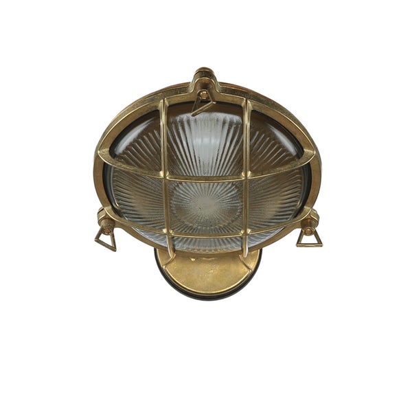 Ovale Messinglampe mit Schutzgitter