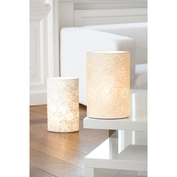 Tischleuchte GILDE Lampe Höhe 35 cm weiß Porzellan