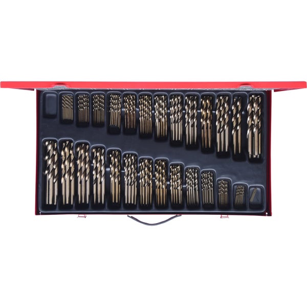 Bohrer-Set in einer roten Metallbox