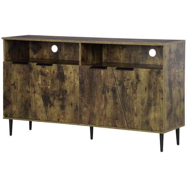 HOMCOM Sideboard Küchenschrank mit 2 Fächern und 2 Schränken Küchenmöbel Aufbewahrungsschrank im Industrie-Design Spanplatte Rustikales Braun+Schwarz 147 x 40 x 83 cm