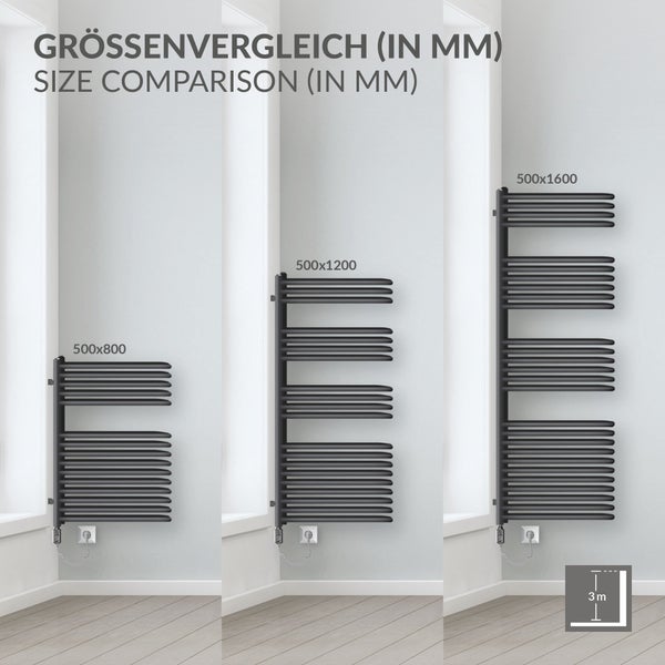 ML-Design Elektrischer Badheizkörper 500x800 mm Anthrazit & Heizstab 300W, Design Heizkörper Designheizkörper Handtuchtrockner Handtuchwärmer Handtuchheizkörper Handtuchhalter Handtuchheizung Heizung