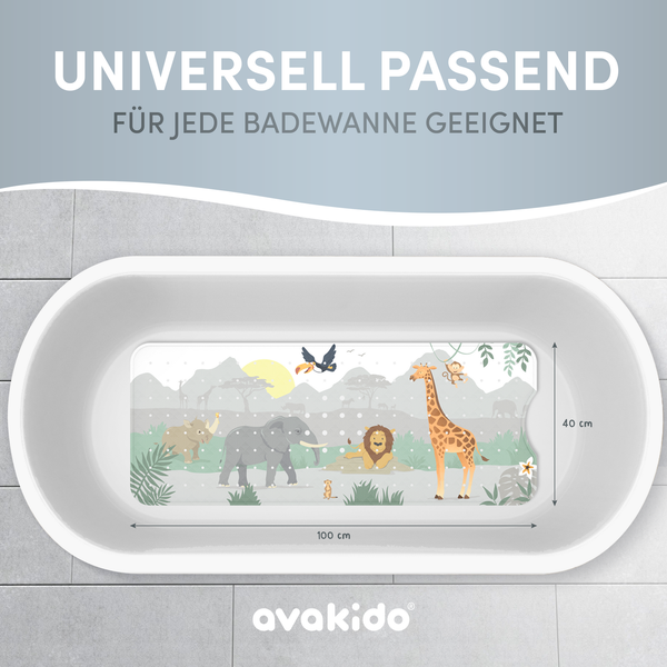avakido® Badewannenmatte Kinder rutschfest - Inklusive 2 Haken zum Aufhängen - 100% BPA-Frei, Wanneneinlage, Antirutschmatte Badewanne - schimmelresistent & maschinenwaschbar