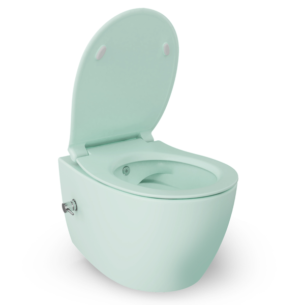 Isvea WC Toilet Badezimmer Wand-WC mit Dusch-WC Mintgrün mit Softclose-Sitz