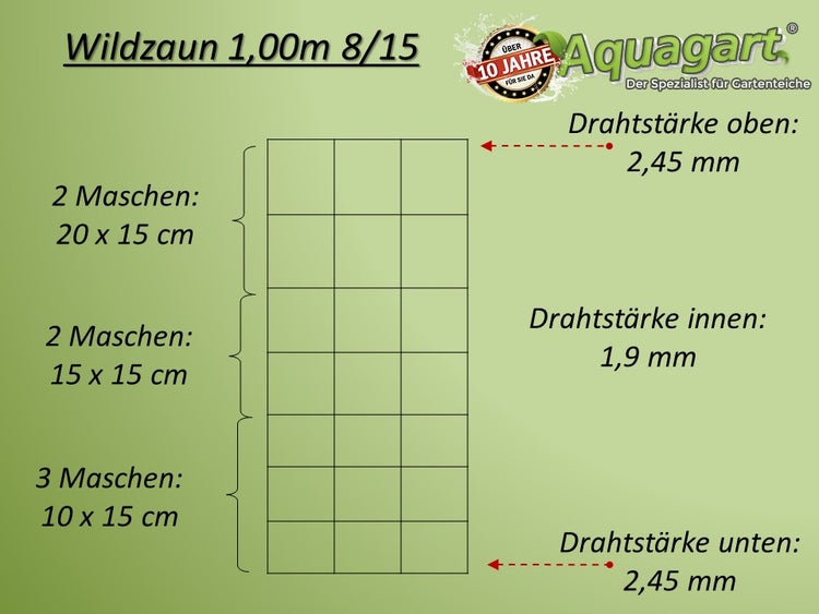 450m Wildzaun Forstzaun Knotengeflecht Weidezaun Drahtzaun 100/8/15 Schwer