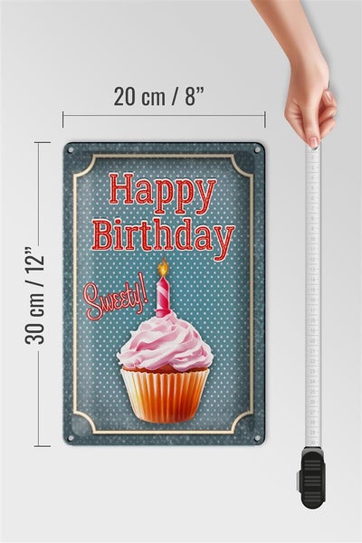 Blechschild Spruch 20x30cm Happy Birthday sweety Kerze