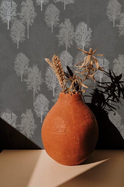 Tapete Blau Silber Illustration Modern Natur für Wohnzimmer Schlafzimmer MADE IN GERMANY 10,05 x 0,53m