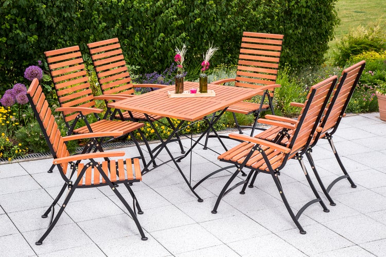 Schlossgarten Gartenmöbelset 7tlg., Klappsessel, Tisch 120 x 80 cm