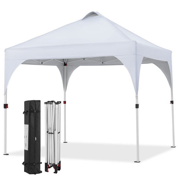 Weißes Faltzelt mit Tragetasche und Gestell