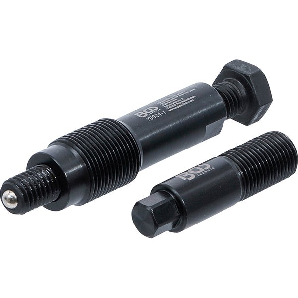 BGS technic Ersatzspindel Set für Abzieher, Modell 70924-1, aus schwarzem Metall.