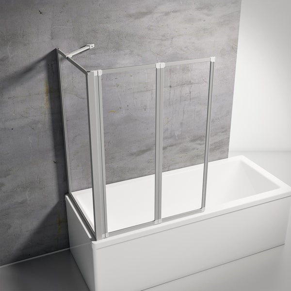 Badewanne mit Badewannenaufsatz aus Glas