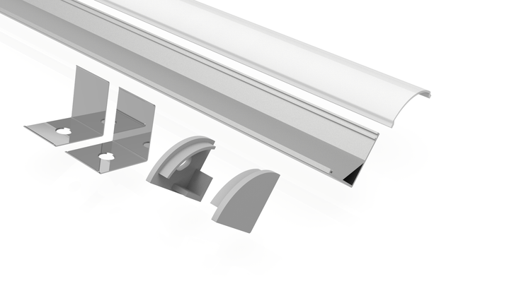 Led Alu Profil 2 m ER10 Set Strip / Streifen 10 mm breit | Abdeckung mattiert