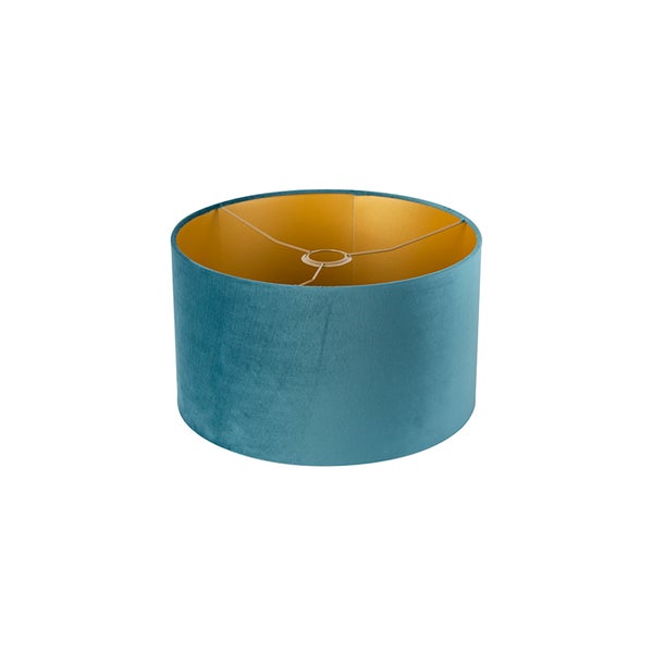 Samt Lampenschirm blau 35/35/20 mit goldener Innenseite