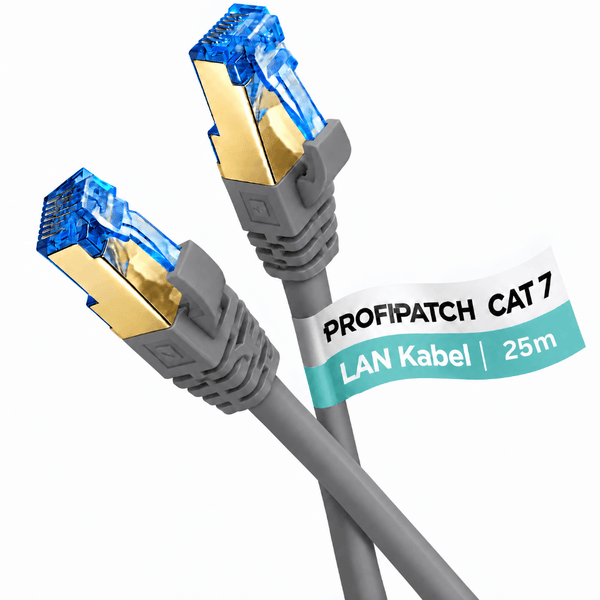 Profipatch Kategorie 7 Netzwerkkabel mit RJ45 Steckern in einer Länge von 25 Meter