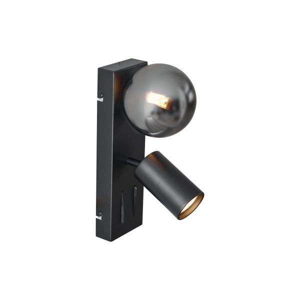 Wandleuchte mit Glaskugel und Spot