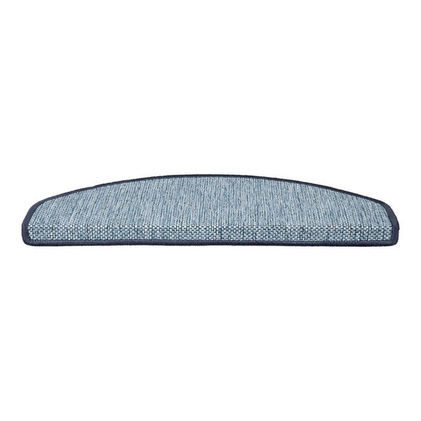 FLOORDIREKT Stufenmatte Sabang - Sisaloptik - Gekettelter Rand & Selbstklebend - Blau - 23,5 x 65 cm - Halbrund