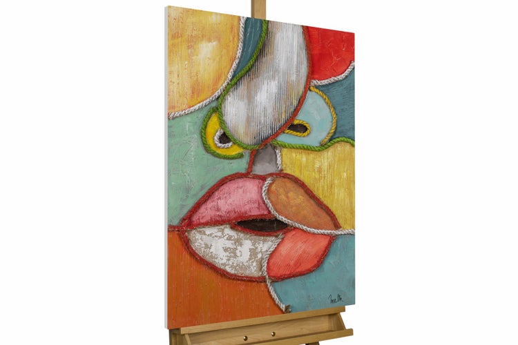 Handgemaltes Gemälde Acrylfarbe 60x90cm Bunt