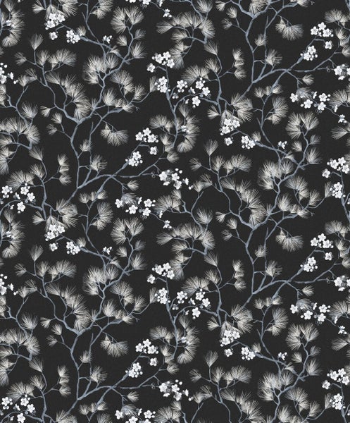 Masureel Tapete Blumen Schwarz - 53 cm x 10.05 m - 630646