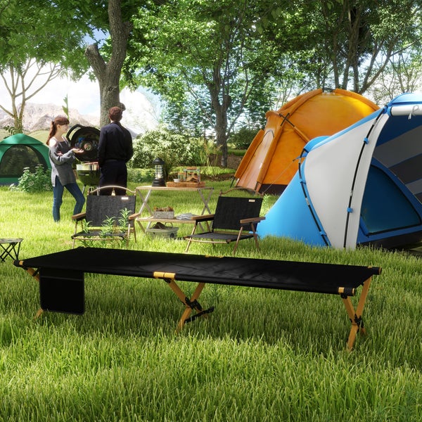 Outsunny Sonnenliege, Gartenliege, 196L x 64B x 45Hcm, Aluminium, Oxford, Schwarz
