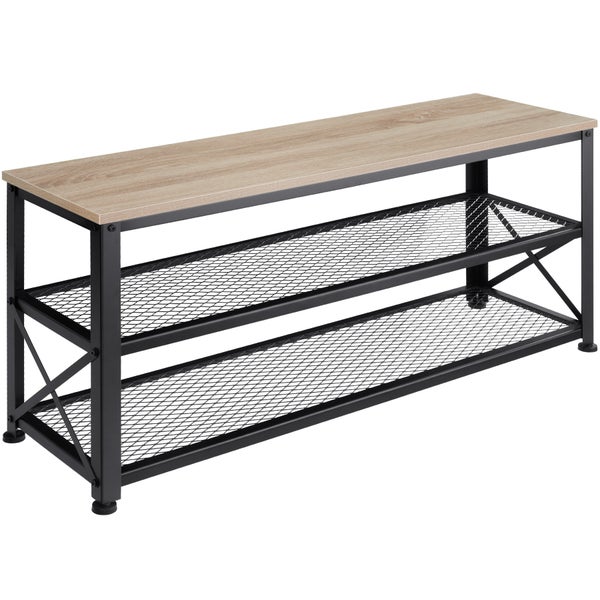 Schuhregal tectake Blackpool 101 x 30,5 x 45,5 cm Industrial Style Industrial Holz hell, Eiche Sonoma