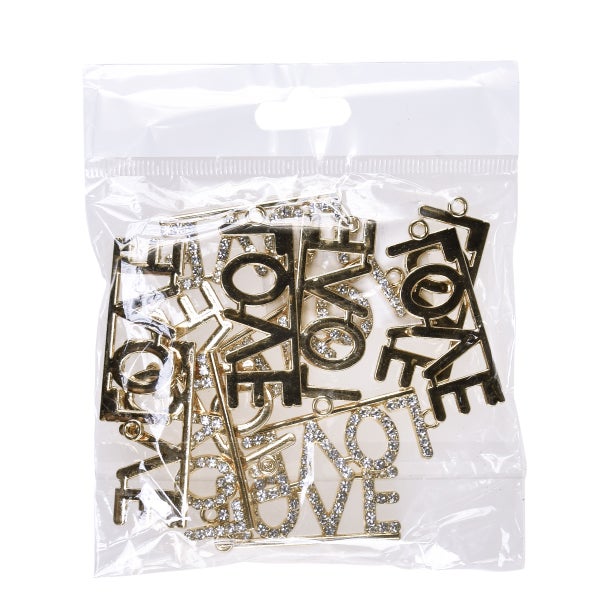 Packung goldfarbener Liebesanhänger zur Schmuckherstellung