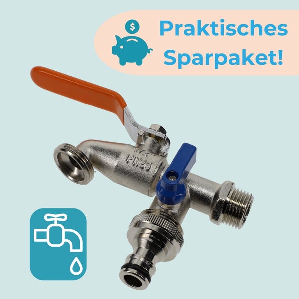 Wasserhahn mit zwei Ausgängen und Absperrventilen
