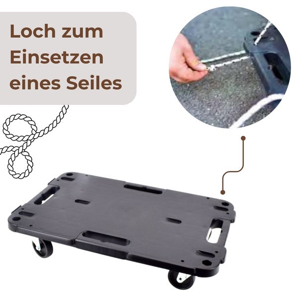Möbelroller mit Rollen und Seilloch