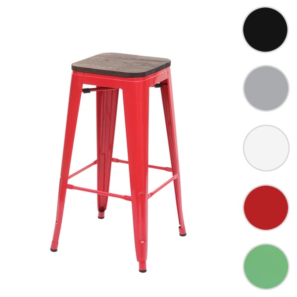 Roter Barhocker mit Holzsitz