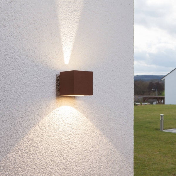 Lucande LED Wandleuchte außen Jarno (spritzwassergeschützt (Modern) in Braun aus Aluminium (2 flammig, ) - Außenwandleuchten Wandlampe Led Außenlampe Outdoor für Außenwand/Hauswand
