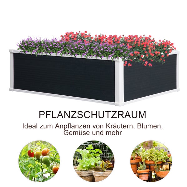 Outsunny Hochbeet, 100L x 80B x 30H cm, Kunststoff, grau