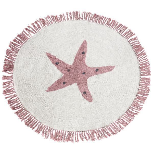 Kinderteppich STARS Cremeweiß ø 120 cm Baumwolle