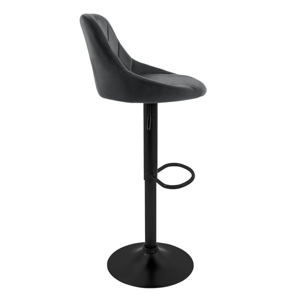 ML-Design Barhocker 4er Set, Bezug aus Samt, Grau, Gepolsterter Barstuhl mit Rückenlehne und Fußstütze, Tresenhocker höhenverstellbar 62-82 cm, 360° drehbar, Bistrohocker Hocker Drehstuhl Barstühle