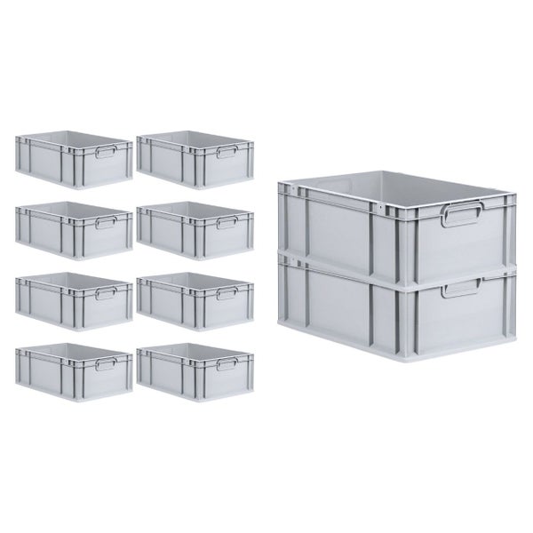 PROREGAL SuperSparSet 10x Eurobox NextGen Grip mit Scharnierdeckel und Gelben Schiebeschnappverschlüssen HxBxT 22 x 40 x 60 cm 44 Liter