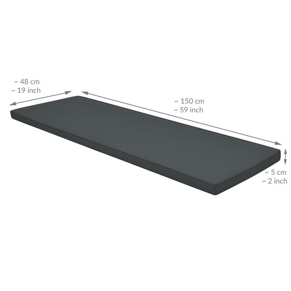 Beautissu Base BK Bankauflage 150x48x5cm Graphitgrau