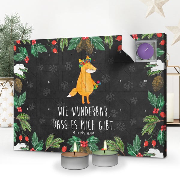 Mr. & Mrs. Panda Duftkerzen Adventskalender Fuchs Blumen - Schwarz